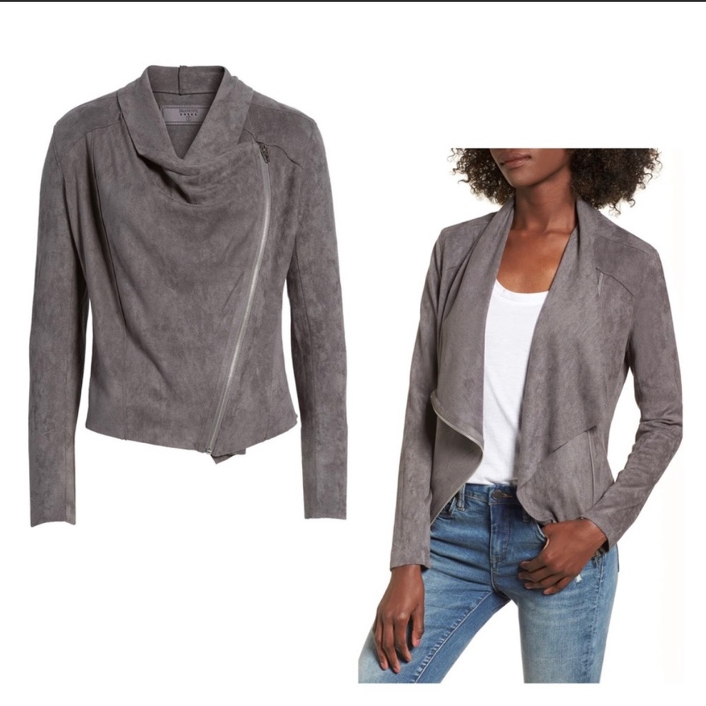 NWOT Blank NYC Gray Faux Suede Drape Front Jacket size Small